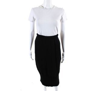 Claude Barthelemy Womens Black Wool Knit Pull On Midi Sweater Skirt Size M